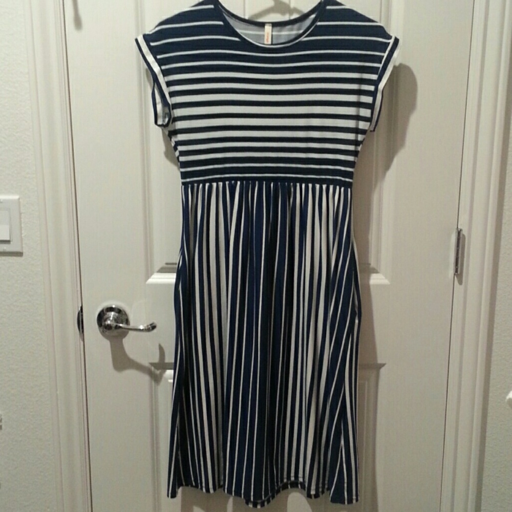Blue striped dress